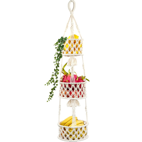 3 Tier Macrame Wall Hanging Kitchen Storage - Leechoo